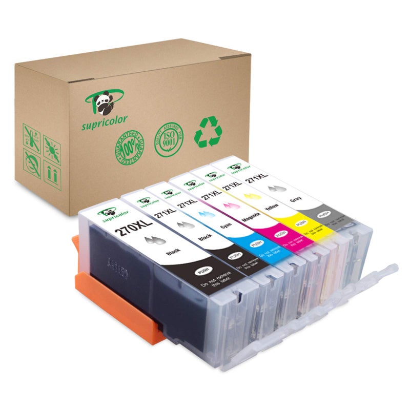 Supricolor Compatible PGI-270XL CLI-271XL Ink Cartridges, Replacement 270 271 Ink Cartridge for Use with Pixma MG7720 TS8020 TS9020 Printers - 3 Sets + 3 PGBK W/Gray (6PGBK 3Bk 3C 3M 3Y 3GY) - Image 1